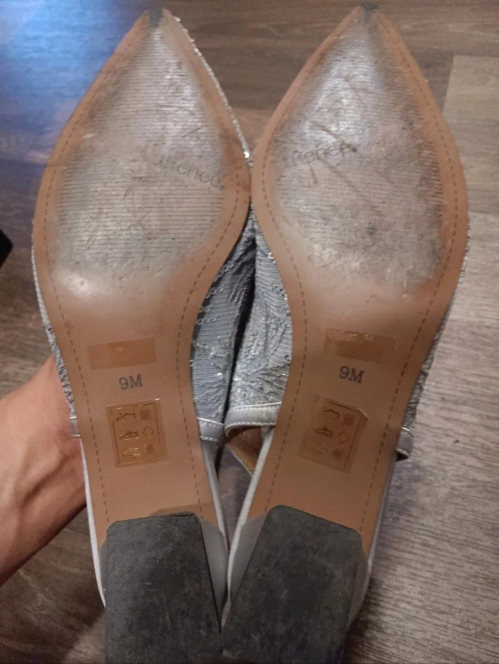 J.Renee Layton Rhinestone Embellished Slingback Pumps Silver
